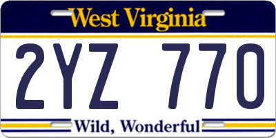WV license plate 2YZ770