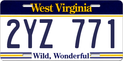 WV license plate 2YZ771