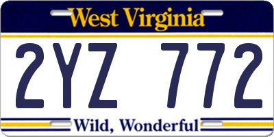 WV license plate 2YZ772