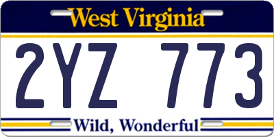 WV license plate 2YZ773