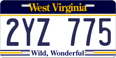 WV license plate 2YZ775