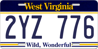 WV license plate 2YZ776