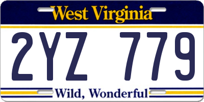 WV license plate 2YZ779