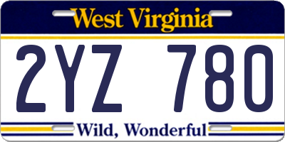 WV license plate 2YZ780