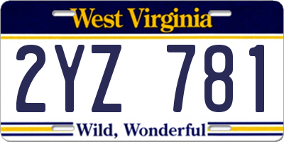 WV license plate 2YZ781