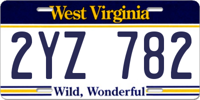 WV license plate 2YZ782