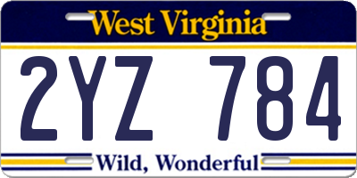 WV license plate 2YZ784