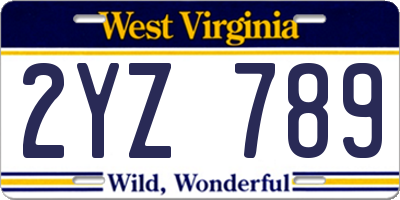 WV license plate 2YZ789