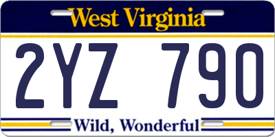 WV license plate 2YZ790