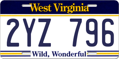 WV license plate 2YZ796