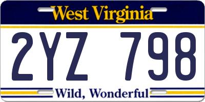 WV license plate 2YZ798