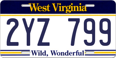 WV license plate 2YZ799