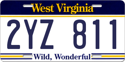 WV license plate 2YZ811
