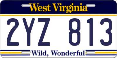 WV license plate 2YZ813
