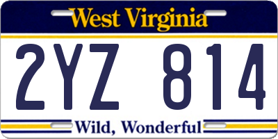 WV license plate 2YZ814