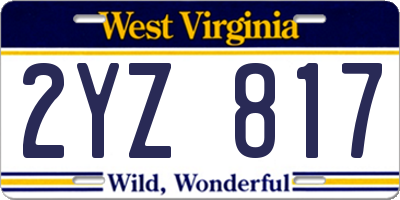 WV license plate 2YZ817