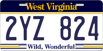WV license plate 2YZ824