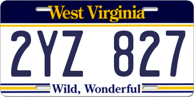 WV license plate 2YZ827