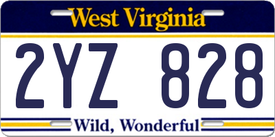 WV license plate 2YZ828