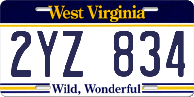 WV license plate 2YZ834