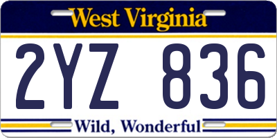 WV license plate 2YZ836