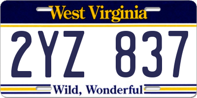 WV license plate 2YZ837