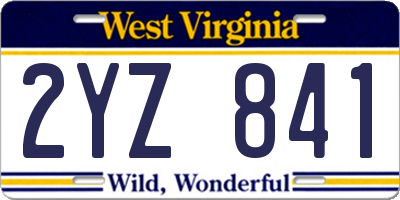 WV license plate 2YZ841