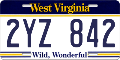 WV license plate 2YZ842