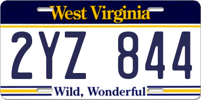 WV license plate 2YZ844