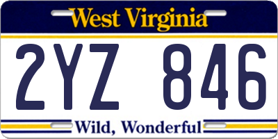 WV license plate 2YZ846