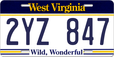 WV license plate 2YZ847