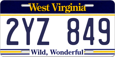 WV license plate 2YZ849