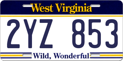 WV license plate 2YZ853