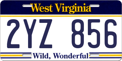 WV license plate 2YZ856