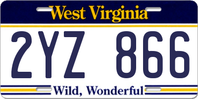 WV license plate 2YZ866