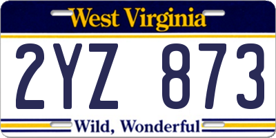 WV license plate 2YZ873
