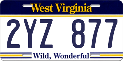 WV license plate 2YZ877