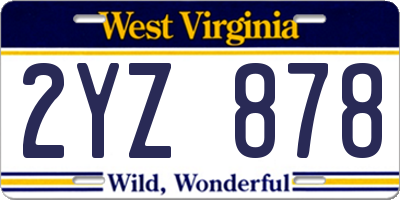 WV license plate 2YZ878