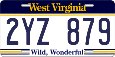 WV license plate 2YZ879