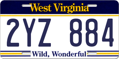 WV license plate 2YZ884