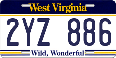 WV license plate 2YZ886