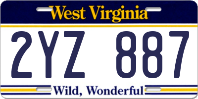WV license plate 2YZ887