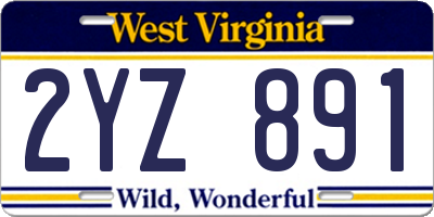 WV license plate 2YZ891