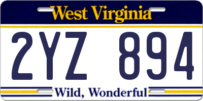 WV license plate 2YZ894
