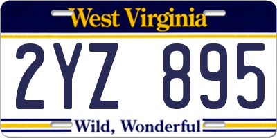 WV license plate 2YZ895