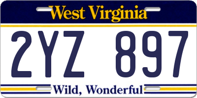 WV license plate 2YZ897