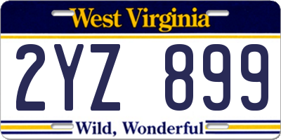 WV license plate 2YZ899
