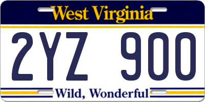 WV license plate 2YZ900