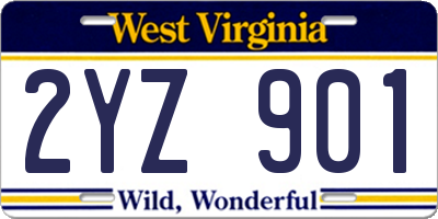 WV license plate 2YZ901