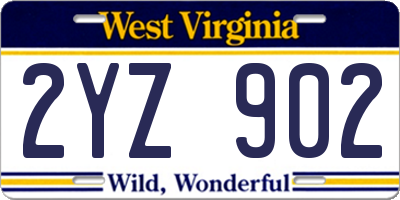 WV license plate 2YZ902